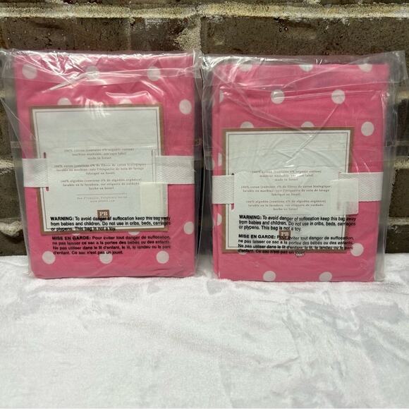 Pottery Barn Dottie Shams Set of 2 Pink White Polka Dot Standard Size NWT NEW - Picture 3 of 4